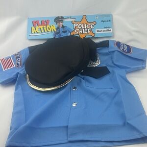 Police Chief Kids Shirt and Hat Set - Blue